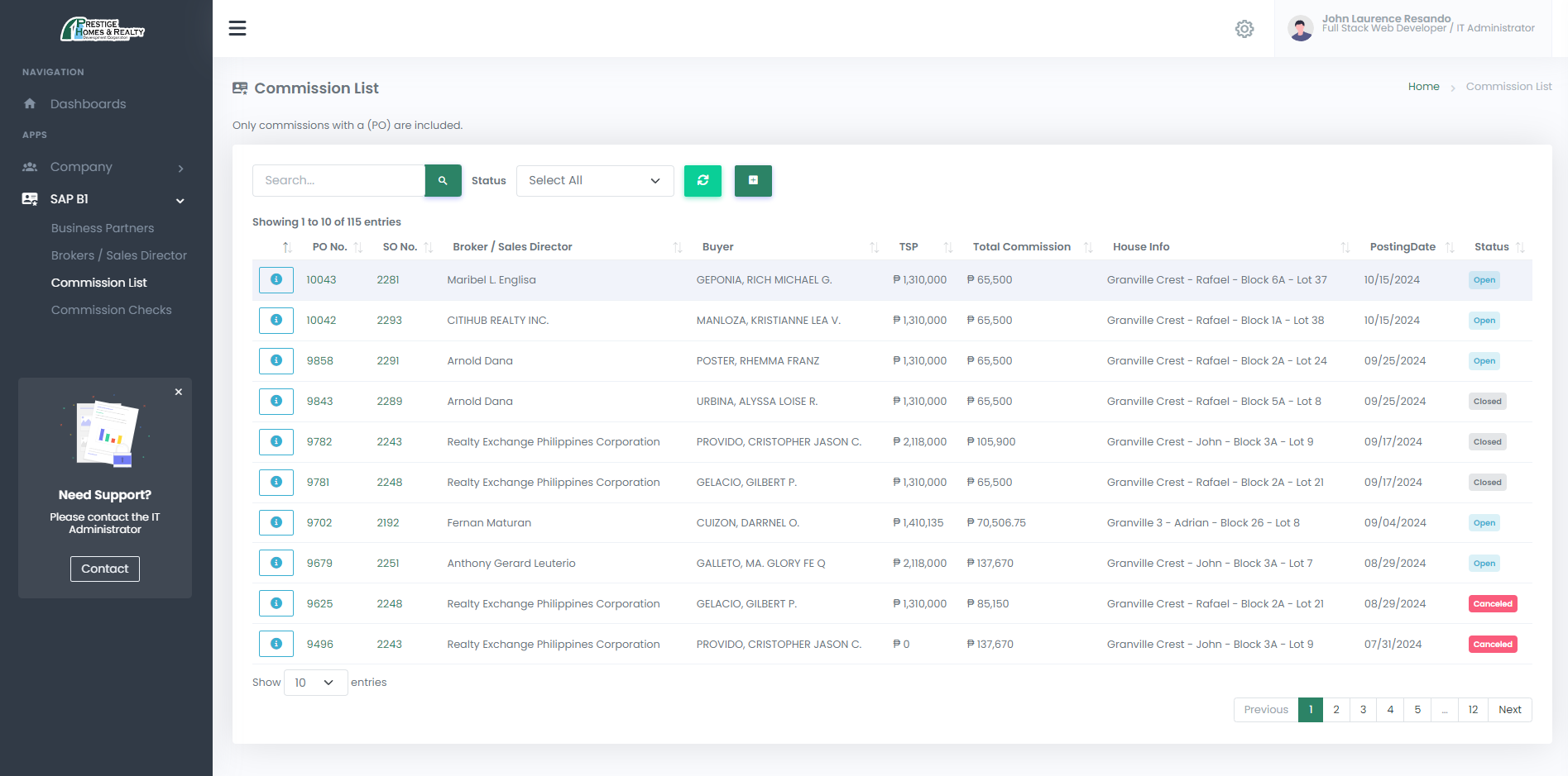 Brokers Commission System